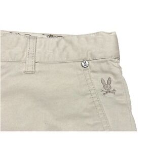 Psycho Bunny Shorts Mens 34 Beige Chino Flat Front Cotton Spandex